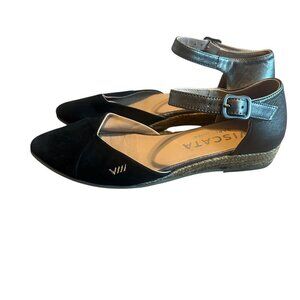 Viscata Montroig Canvas Espadrille Flats Black Velvet Metallic Buckle Size 37